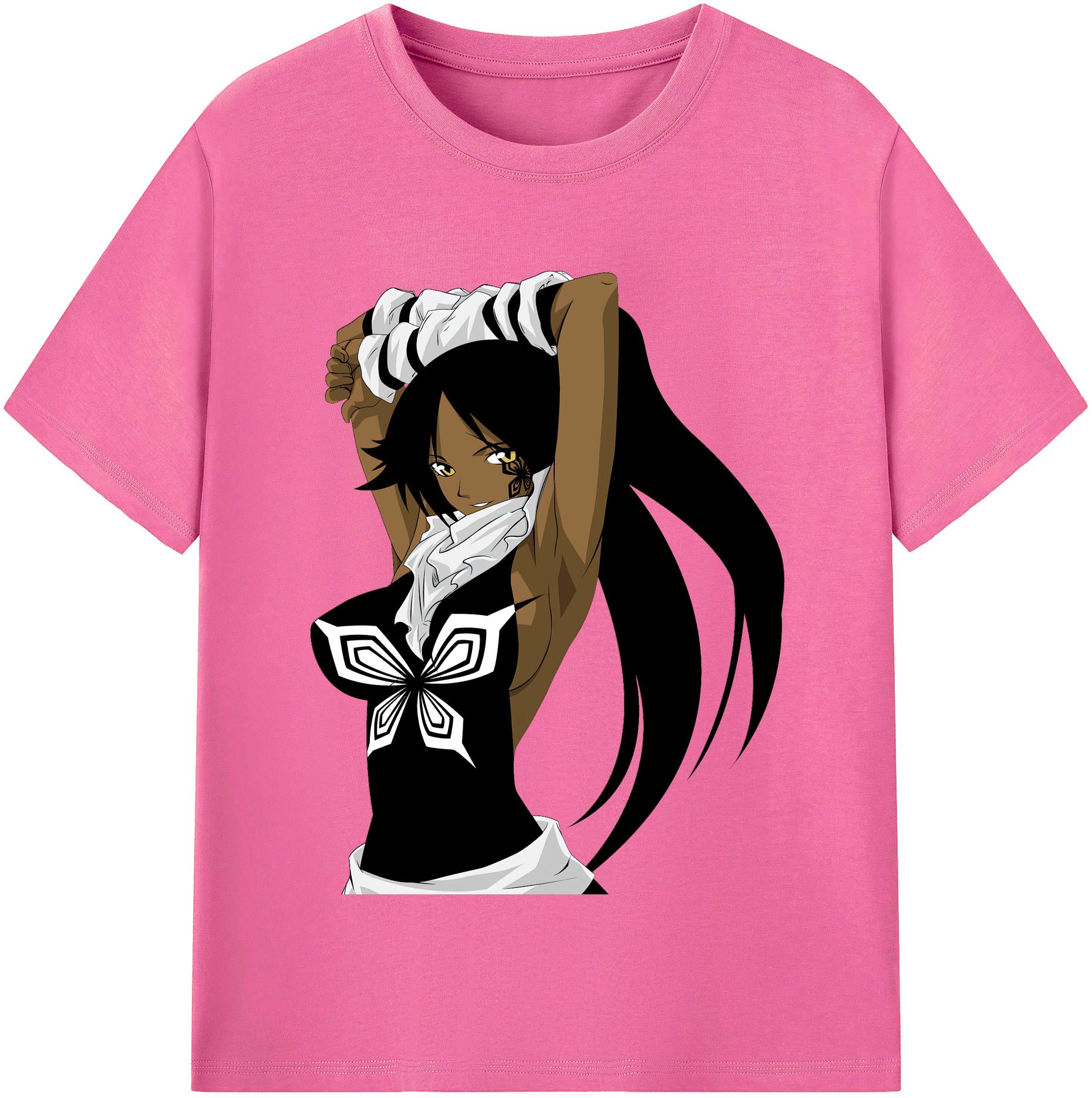 （画像用） ブリーチ 四楓院 夜一（しほういん よるいち） BLEACH Shihouin Yoruichi レディースカジュアルプリントTシャツ（綿100％）